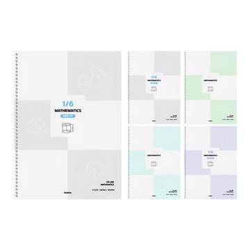 Penpia 3000 6分割線圈數學筆記本  5個  隨機出貨