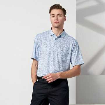Pierre Cardin TOP印花短袖POLO衫-水藍色 (5237288-35)