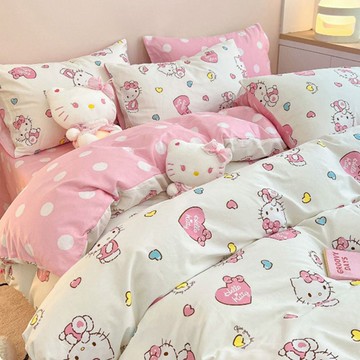 臺灣現/🎀被套 牀包被套糖果卡通kt貓四件套牀上用品被套被罩學生宿舍牀單三件套二件套
