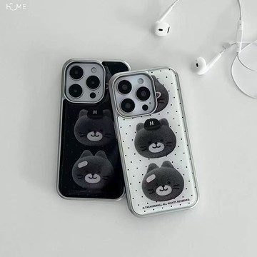 銀邊滴膠韓ins可愛波點貓咪適用于iPhone17promax手機殼161514131211防摔保護殼
