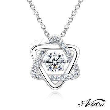 925純銀項鍊．六角星．星星．跳舞石．玫金．生日禮物．情人節禮物．CS8019