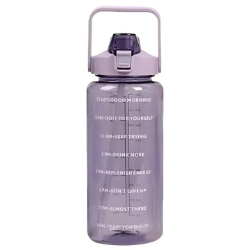 德利生活 超大容量戶外便捷水杯 紫色 附提手刻度 運動水壺  2L  1個