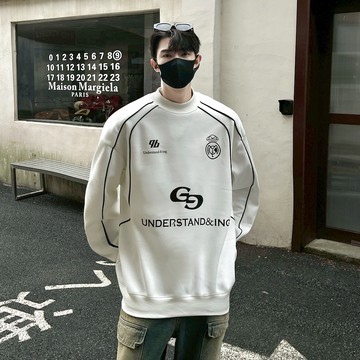 【AMERO】男女款 長袖刷絨大學T 賽車風 情侶裝