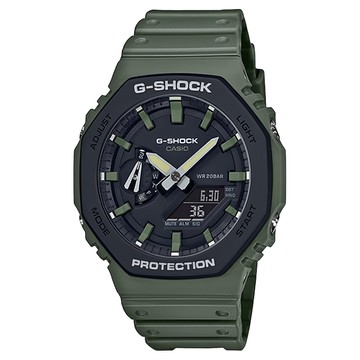 CASIO 卡西歐 G-SHOCK 八角防護雙顯手錶 GA-2110SU-3A  錶殼(48.5 x 45.4 x 11.8mm)  綠色  1支
