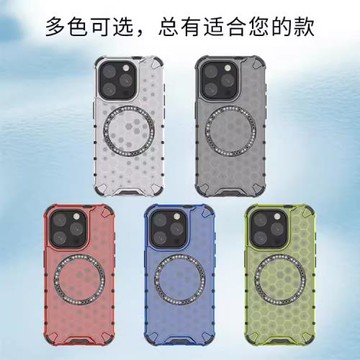 適用 蘋果 iPhone11 12 13 14 + 15 Pro Max 手機殼 蜂巢引磁環磁吸殼保護套