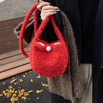 [台灣發貨]港風少女小背包新款蛋殼包毛呢橢圓可愛斜挎包馬卡龍色可愛單肩包 新年包包 紅包包 可愛包包