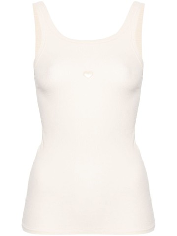 Baserange - heart-embroidered tank top - women - Organic Cotton/Elastane - M - Neutrals