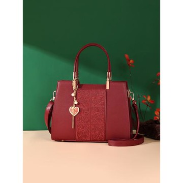 高級感媽媽包結婚包女大容量2025新款中年斜挎包紅色喜婆婆婚宴包