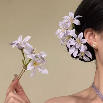 桃園出貨✨杏花微雨~2026春夏新款氛圍感花朵女旗袍配飾髮釵髮飾旅遊海邊