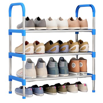 京太陽不鏽鋼鞋架 3層易組裝  藍色  1個