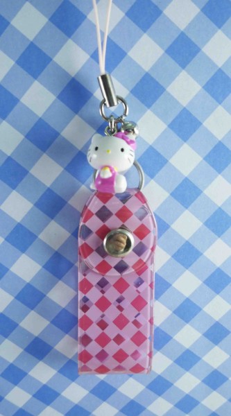 【震撼精品百貨】Hello Kitty 凱蒂貓~KITTY手機提帶-粉格