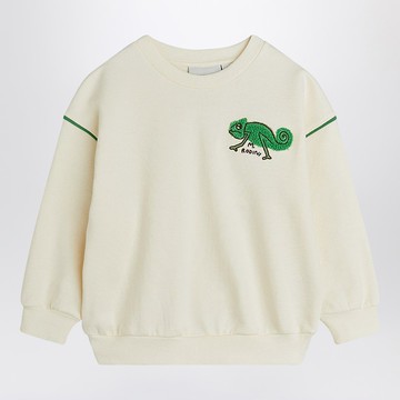 Ivory sweatshirt with a velvet lizard