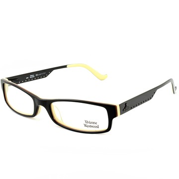 Vivienne Westwood 英國薇薇安魏斯伍德側邊復古金圓點★土星圖案光學眼鏡(黑+黃)VW12004