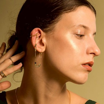 SLOW ROVER｜氣泡星雲 小耳夾+串珠耳線-厚鍍14K金