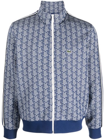 Lacoste - monogram-pattern long-sleeved sweatshirt - men - Cotton/Cotton/Polyester/Elastane/Polyamide - 7 - Blue