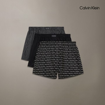 【Calvin Klein】 CK 梭織四角褲 3 件組_拚色
