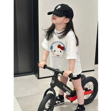 Mini baby🌷韓版童裝KT貓印花女童短袖T恤夏季中小童女孩白色純棉上衣