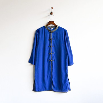 【蛋植物古著】青空中式風格唐裝古著襯衫