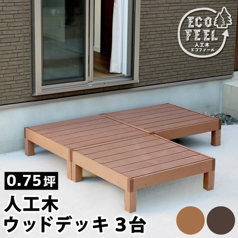 人気提案 ウッドデッキ 人工木 90×90cm 低め 高さ28cm パーツ 0.25坪 組み合わせ自由 DIY キット おしゃれ 組立簡単 腐りにくい  頑丈 テラス 縁台 ガーデニング WPC デッキ 倉出し fucoa.cl