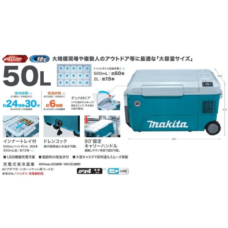 マキタ（makita） 40Vmax 充電式保冷温庫 50L 青 本体のみ CW002GZ