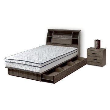 傢俱工場-派蒙 房間4件組(床頭箱+墊+三抽收納+邊櫃)-單大3.5尺古橡