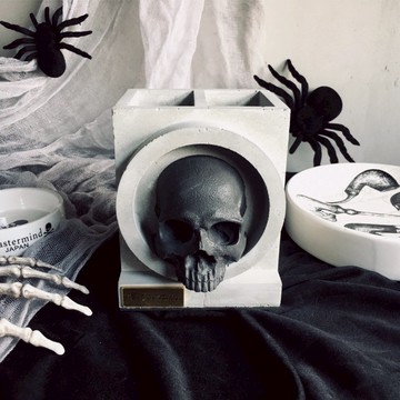 曙MUSE｜水泥惡靈骷髏筆筒 手作 水泥 文具 個性 擴香