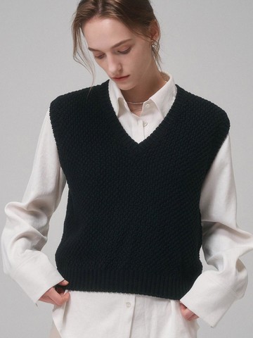 Cotton Timeless Knit Vest [Black]