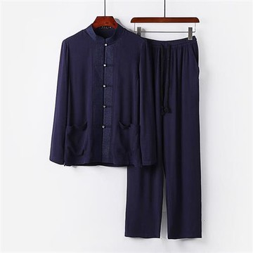 【米蘭精品】現貨+預購 新中式棉麻上衣棉麻襯衫唐裝上衣褲裝日系亞麻罩衫休閒男裝-套裝漢服5色74ll34