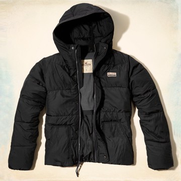 美國百分百【全新真品】Hollister Co. HCO 海鷗 男 深藍 休閒 鋪棉 保暖 連帽 外套 S號 E491