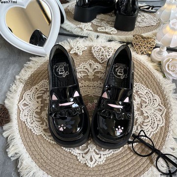 超實惠一 女鞋 小皮鞋 粗跟鞋【貓貓學院】小皮鞋正版原創原創厚底增高圓頭JK制服鞋超軟洛麗塔