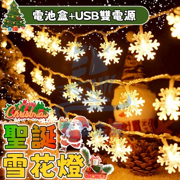 聖誕雪花燈 圓球燈 led燈 聖誕裝飾【電池盒USB雙電源】聖誕星星燈 聖誕樹燈 聖誕燈 聖誕節佈置 LED裝飾燈串