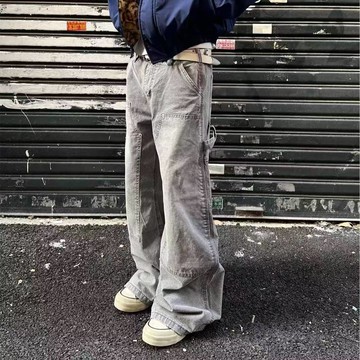 美式潮流高級感休閒牛仔褲男日系復古簡約直筒長褲男