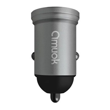 amuok 艾默克 45W 汽車點菸用電源供應器 雙孔輸出 Type-C與USB-A輸出 48mm  CCM45W-TW  銀色