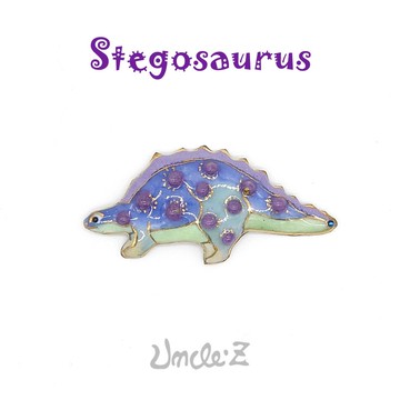 恐龍-劍龍A-的七寶燒胸針