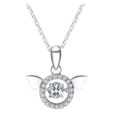 CF Diamond 項鍊 莫桑鑽 比利時8H切工 國際標準S925銀  50分  跳動天使