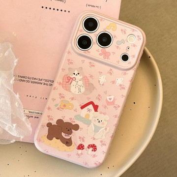 ins風粉色碎花動物適用蘋果16手機殼iphone18pro max防摔15軟萌17