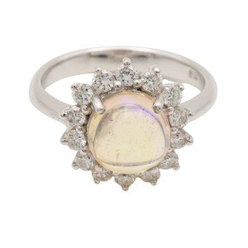 JEWELRY 無品牌珠寶 18K白金 蛋白石 鑽石 戒指 【二手名牌BRAND OFF】