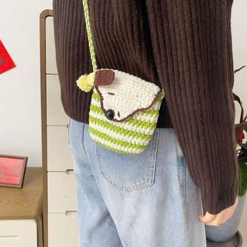 材料包🍋手工編織小狗零錢包DIY材料包新手鉤針毛線卡通史努比斜挎包自制 手工藝交換禮物 手作包包 高顏值手工單肩包