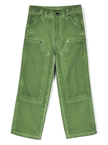 Nº21 Kids - logo-embroidered straight-leg jeans - kids - Cotton - 6 yrs - Green
