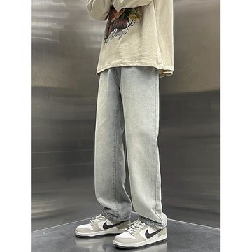 直筒牛仔褲女夏季寬松闊腿復古小個子美式高街2025年新款淺色褲子