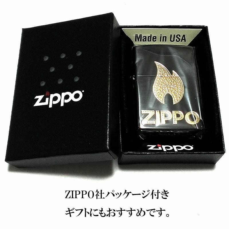 ZIPPO ロゴ 炎 ジッポ ライター エッチング彫刻 エンボス加工 ブラック 