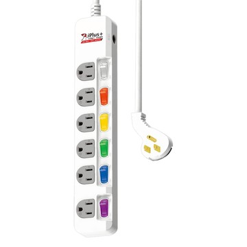 iPlus 保護傘 6切6座延長線 3孔 PU-3669  1.8m  白色  1個