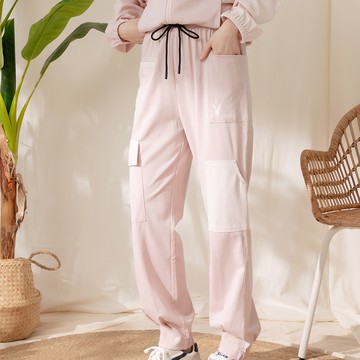 PLAYBOY - 萊賽爾色塊剪裁長褲 - 櫻花粉色/751-062-11-8