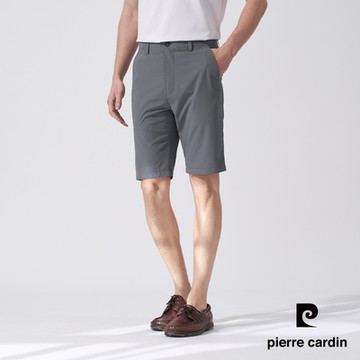 pierre cardin 皮爾卡登 男款 彈性平口格紋休閒短褲-灰綠色(5247963-45)