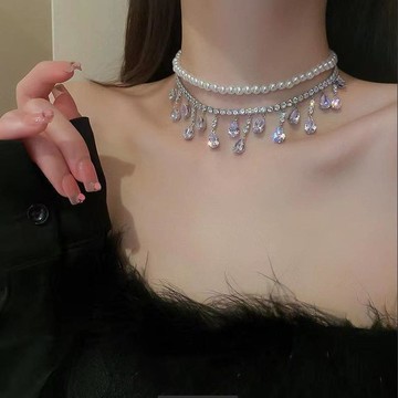 ✨臺灣出貨✨明星鞠婧禕同款項鍊輕奢小衆設計感攝影直播演出表演婚紗照配飾