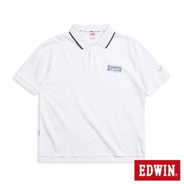 EDWIN 男裝 簡約寬版短袖POLO衫-白色