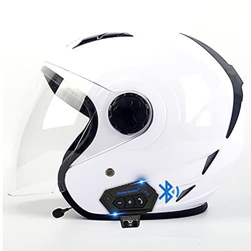 レトロモーターバイクオープンフェイスヘルメットBluetooth 3/4ハーフ