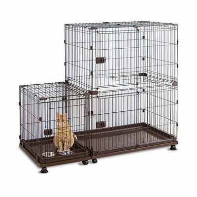 猫 ケージ コンビネーションサークル にゃんこ向け 2段 スペース付き 
