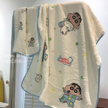 ✨元氣新品✨卡通蠟筆小新浴巾可掛式毛巾吸水速幹家用毛巾情侶款一對洗澡浴巾RHZX