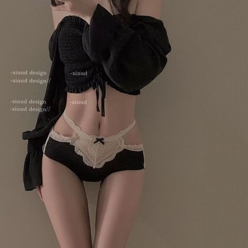 【純欲公主風】網紅同款 內褲 女 女性內褲 女內褲 少女內褲 性感中腰 蕾絲邊 鏤空細帶 小心機 無痕 包臀 三角褲 女